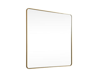 Soft corner metal square mirror 42x42 inch in Brass