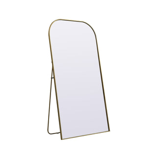 Metal Frame Arch Full Length Mirror 35x66 Inch in Brass