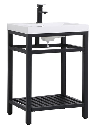 24 inch Single Bathroom Metal Vanity in Black