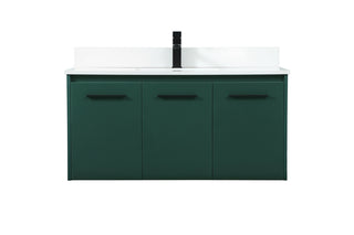 40 inch Single bathroom vanity in green with backsplash