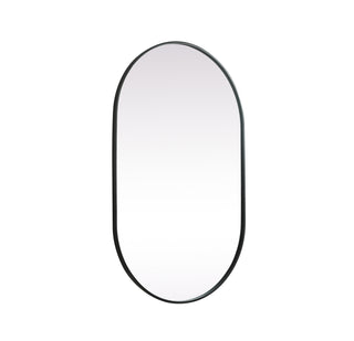 Metal Frame Oval Mirror 30x48 Inch in Black