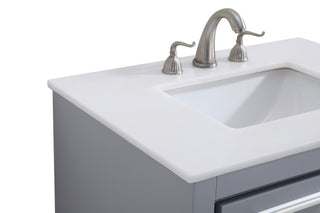 30 inch Single Bathroom vanity in Grey with ivory white engineered marble