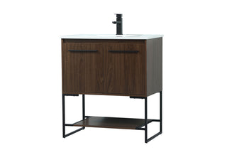 30 inch Single bathroom vanity in walnut