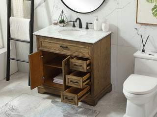 36 inch Single bathroom vanity in driftwood