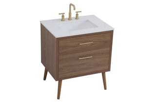 30 inch bathroom vanity in Walnut Brown