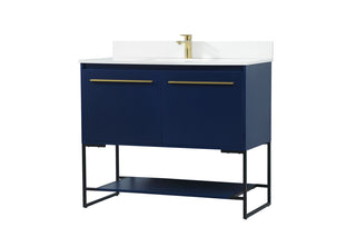 40 inch Single bathroom vanity in blue with backsplash