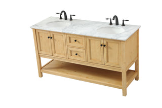 60 inch double bathroom vanity in natural wood