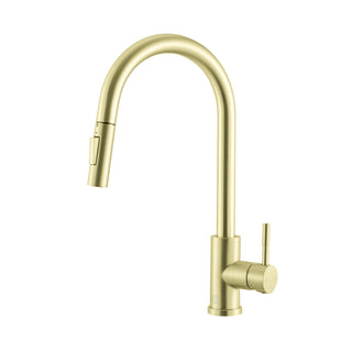 Luca Single Handle Pull Down Sprayer Kitchen Faucet with touch sensor in Brushed Gold