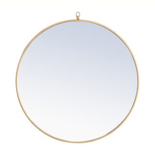 Metal frame Round Mirror with decorative hook 32 inch Brass finish