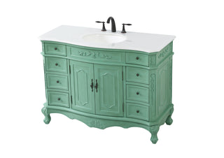 48 inch Single Bathroom vanity in vintage mint with ivory white engineered marble