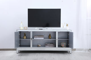 60 in. mirrored TV stand in antique silver