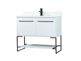 40 inch Single bathroom vanity in white with backsplash