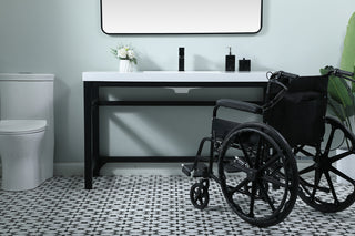 54 Inch ADA Compliant SIngle Bathroom Metal Vanity In Black