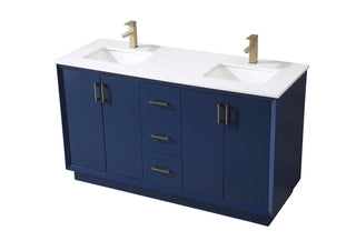 60 Inch Double Bathroom Vanity In Blue