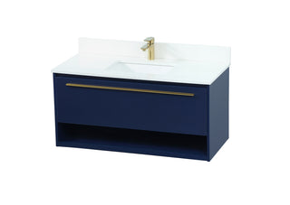 40 inch Single bathroom vanity in blue with backsplash