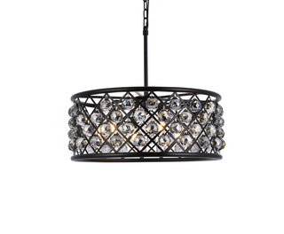 Madison 6 light Matte Black Chandelier Silver Shade (Grey) Royal Cut Crystal