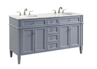 60 In. Double Bathroom Vanity Set In Grey