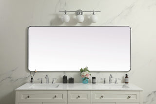 Soft Corner Metal Rectangle Mirror 32x72 Inch in Silver