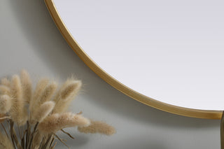 Metal Frame Oval Mirror 20x36 Inch in Brass