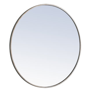 Metal frame Round Mirror 32 inch Silver finish