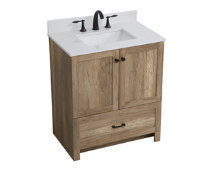 30 inch Single Bathroom Vanity in Natural oak with Backsplash