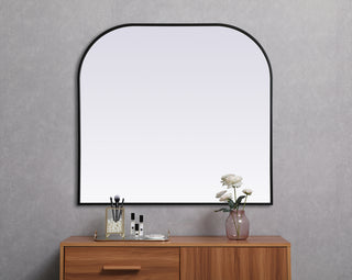 Metal Frame Arch Mirror 40x38 Inch in Black