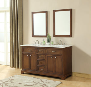 60 In. Double Bathroom Vanity Set In Teak