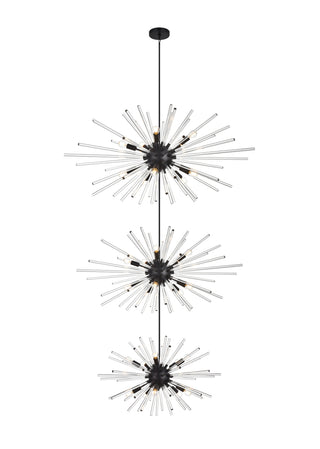 Sienna 46 inch three tiers crystal starburst chandelier in black