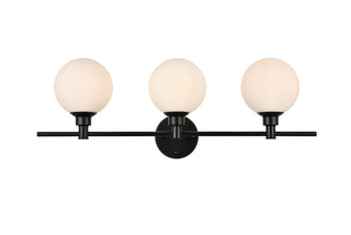 Cordelia 3 light Black and frosted white Bath Sconce