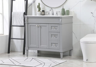 36 inch Single bathroom vanity in grey with backsplash