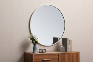 Metal frame round mirror 32 inch in White