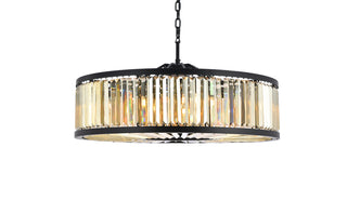 Chelsea 10 light Matte Black Chandelier Golden Teak (Smoky) Royal Cut Crystal