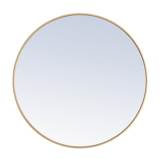 Metal frame Round Mirror 36 inch Brass finish