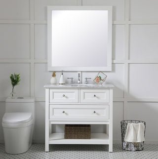 Aqua square vanity mirror 36 inch in White