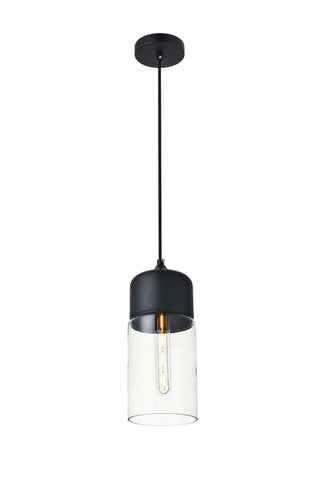 Ashwell 1 Light Black Pendant With Clear Glass