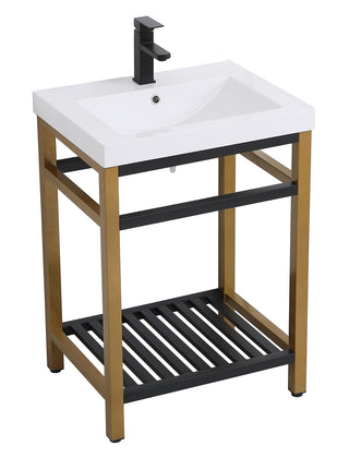 24 inch Single Bathroom Metal Vanity in Golden Black