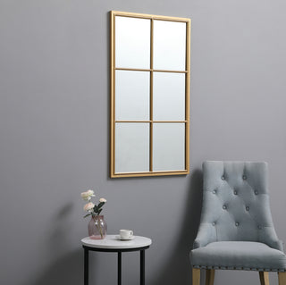 Metal windowpane mirror 24 inch x 40 inch in Brass