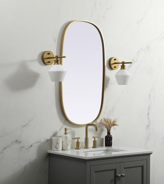 Metal Frame Oval Mirror 20x36 Inch in Brass