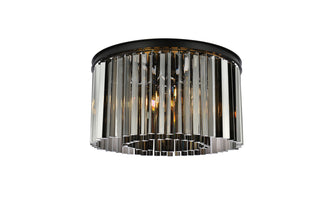 Sydney 8 light Matte Black Flush Mount Silver Shade (Grey) Royal Cut Crystal