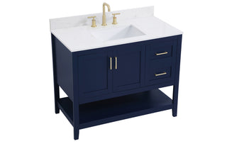 42 inch Single Bathroom Vanity in Blue with Backsplash