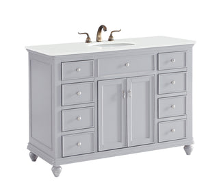 48 inch Single Bathroom vanity in Light Grey with ivory white engineered marble