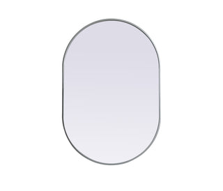 Metal Frame Oval Mirror 27x40 Inch in Silver