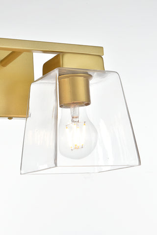 Merrick 2 light Brass and Clear Bath Sconce