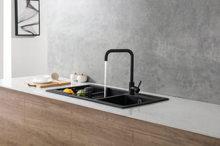 Levi Single Handle Pull Down Sprayer Kitchen Faucet in Matte Black