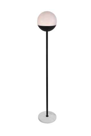 Eclipse 1 Light Black Floor Lamp With Frosted White Glass