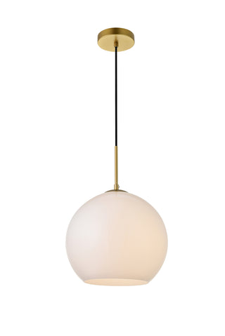 Baxter 1 Light Brass Pendant With Frosted White Glass