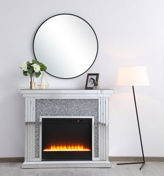 47.5 in. Crystal mirrored mantle with crystal insert fireplace