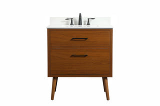 30 inch Single bathroom vanity in teak with backsplash