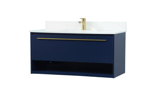 40 inch Single bathroom vanity in blue with backsplash