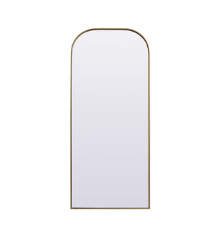 Metal Frame Arch Full Length Mirror 32x76 Inch in Brass